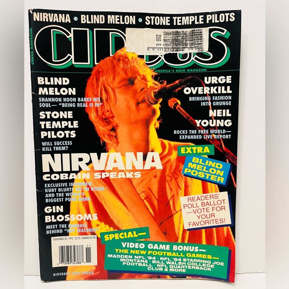 Kurt Cobain Nirvana 1993 Vintage Circus Magazine Blind Melon Stone Temple Pilots